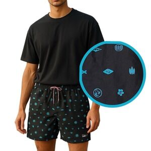 Speedo Printed Leisure Watershorts L Black Aqua‎ Splash Swim Shorts Beach Summer